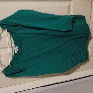 XL teal 3/4 sleeve off the shoulder boat neck tunic